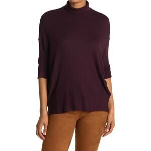 H By Bordeaux Women's Elbow Dolman Sleeve Turtleneck Top in Rosewood XSmall $58